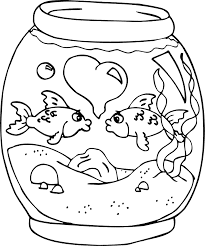Printable Romantic Aquarium Fish Coloring Pages For Kids