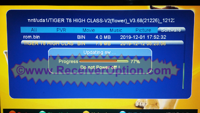 TIGER T8 HIGH CLASS V2 HD RECEIVER NEW SOFTWARE V3.68