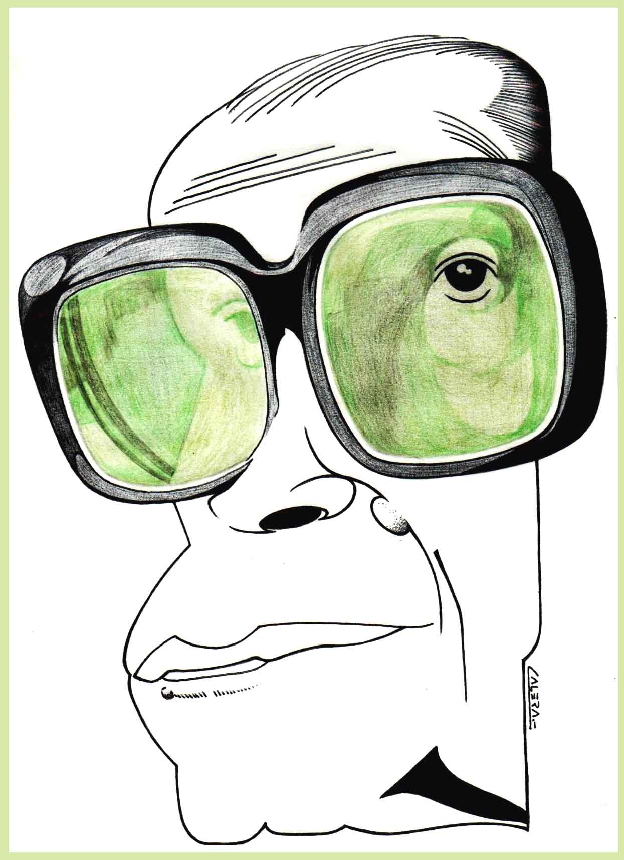 Naguib Mahfouz .. Caricature by Cesar Andres - Uruguay