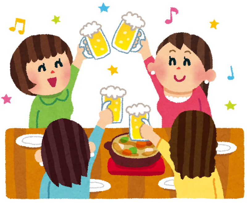 女子会のイラスト 鍋で忘年会 かわいいフリー素材集 いらすとや