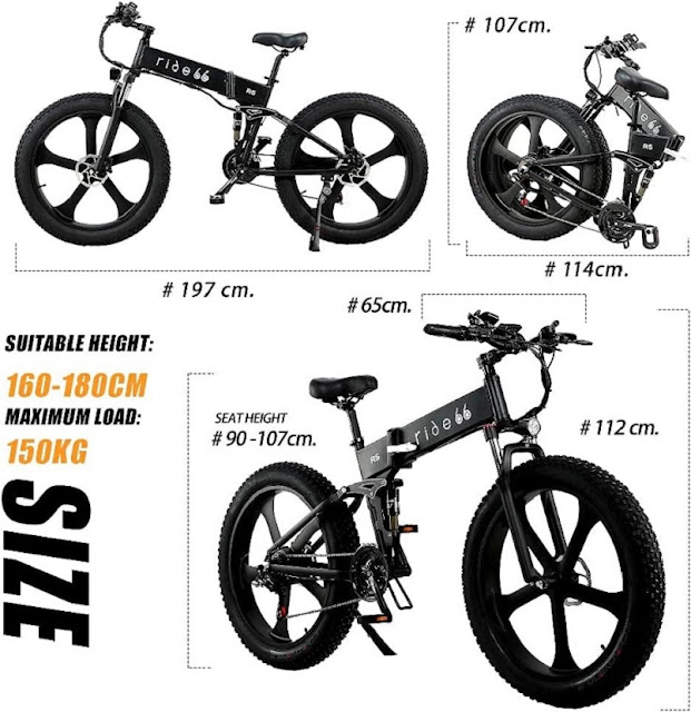 ride66 R5 26 inch Fat Tire Folding ebike Mountain Bike Mountain-Bikes