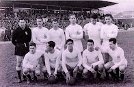 CULTURAL Y DEPORTIVA LEONESA - León, España - Temporada 1955-56 - Cosme, Foces, Chiqui, Ponte, Barbeito, Galbis; Vallejo, Miche, Raúl, Rabadán y Pepín - CULTURAL LEONESA 4 (Raúl 3, Rabadán) CELTA DE VIGO 1 (Mauro) - 19/02/1956 - Liga de 1ª División, jornada 21 - León, estadio de La Puentecilla