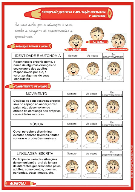 Ficha de Avaliação do Aluno - Registro de Observações