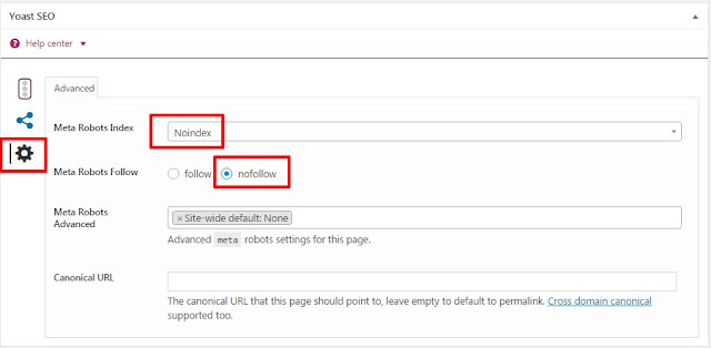 Setting a Page to nofollow and noindex in WordPress