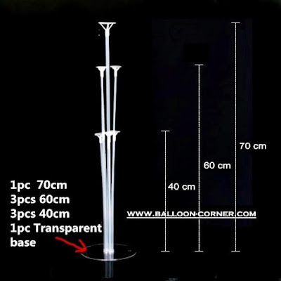 Properti Balon Tiang Meja Dengan Stik Plastik + Cup (Tanpa Sambungan)