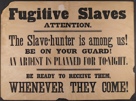 A notice regarding the presence of a slave-hunter.