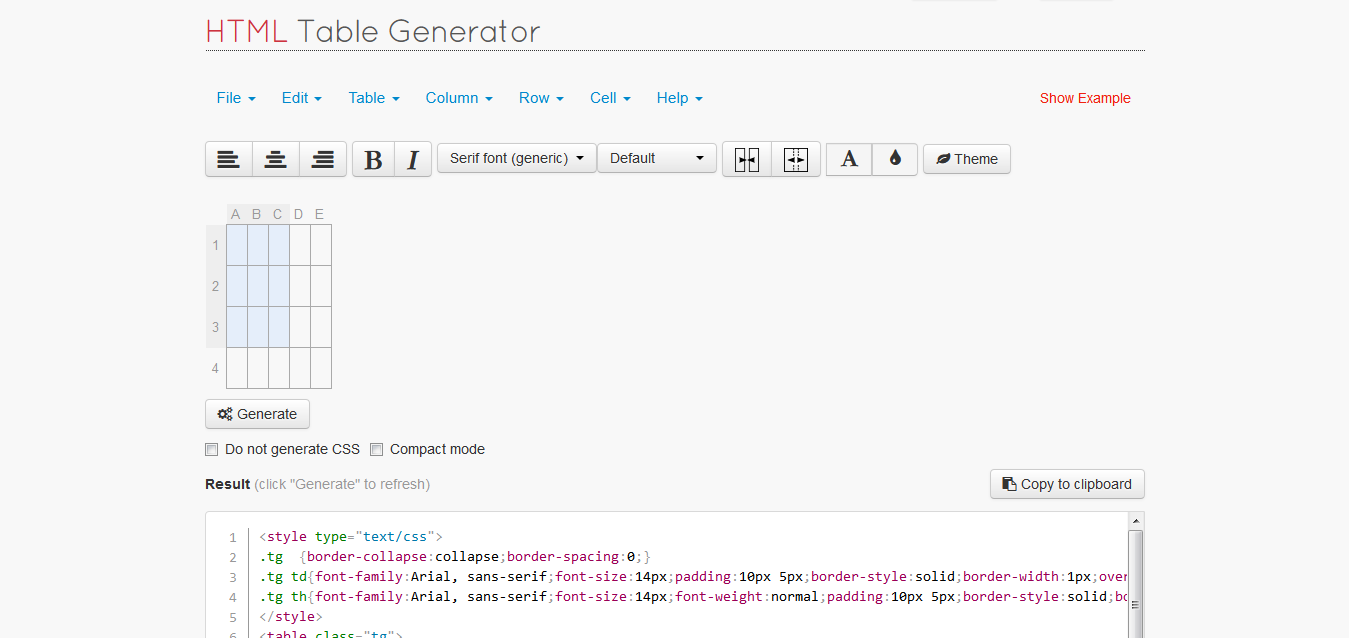 HTML Table Generator