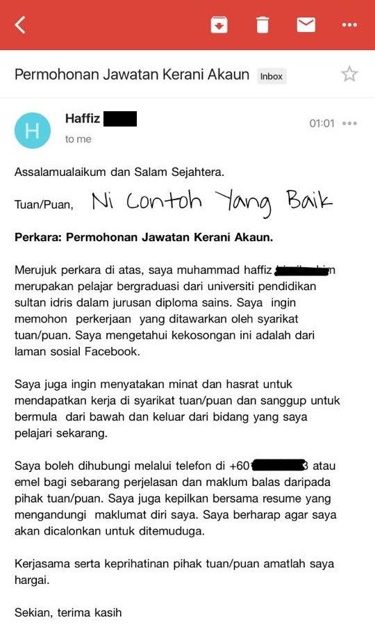 [Gambar] 'Hantar Permohonan Kerja Atau Nak Berkenalan 