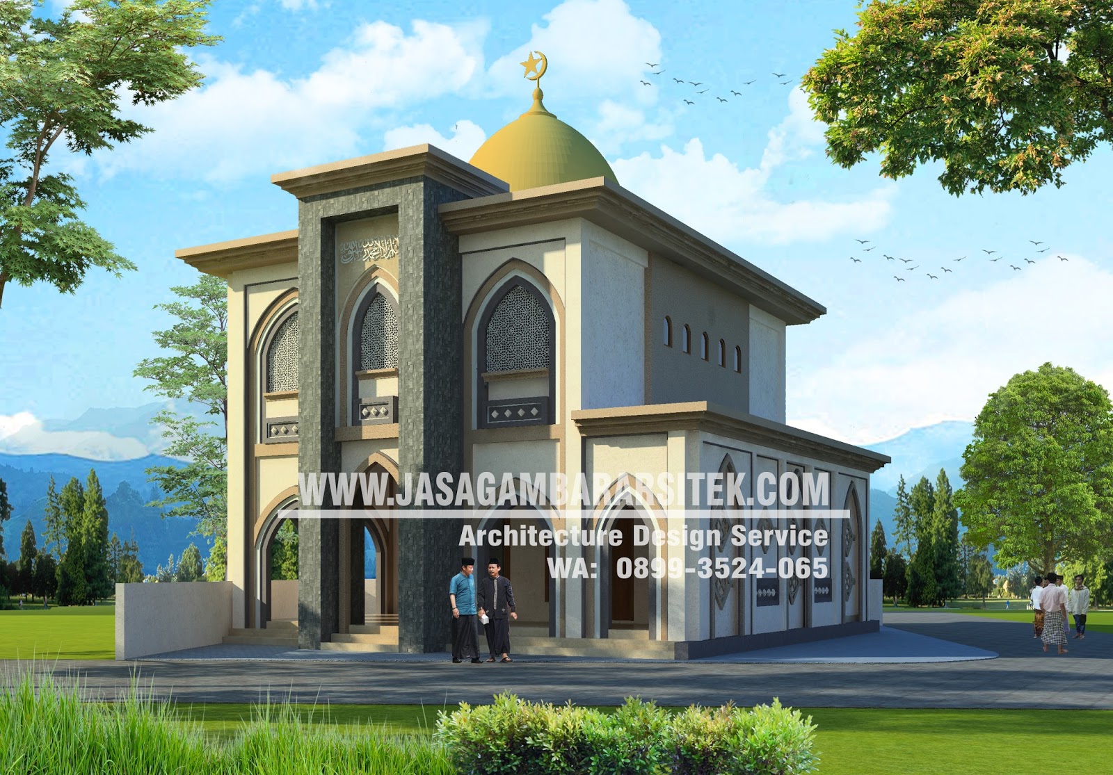  130 Gambar Sketsa Masjid Minimalis 1 Lantai Gudangsket
