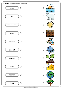 Global warming worksheet - word to picture matching