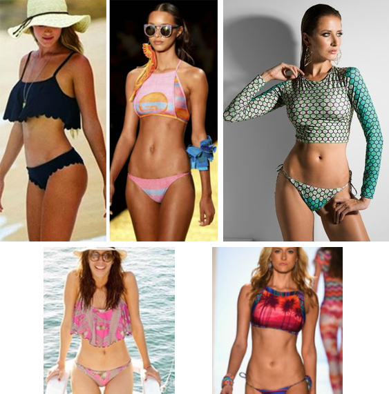 biquínis top cropped para moda praia