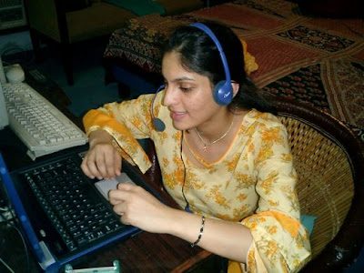 Pakistani Girl Ajradah Using Computer 