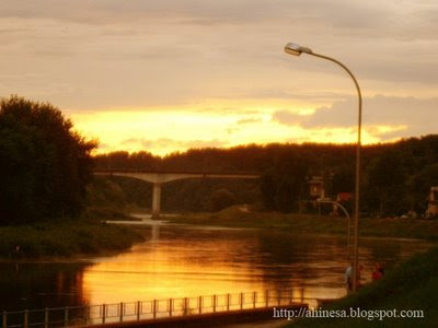 новый мост в Гродно, мост через Неман, Неман, закат