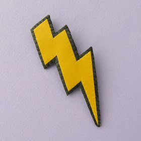 Faux Leather Lightning Bolt Brooch
