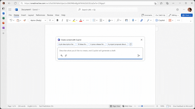 Microsoft 365 Copilot in Word (Chat GPT)