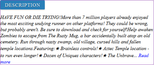 Zombie Run HD game review