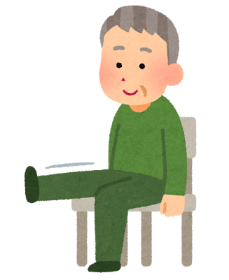 無料イラスト かわいいフリー素材集 椅子に座って運動をする人のイラスト おじいさん