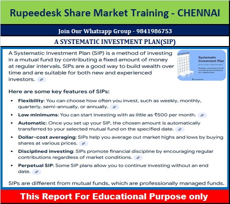 A SYSTEMATIC INVESTMENT PLAN(SIP) - Rupeedesk Share Market Training Chennai - 14.01.2025