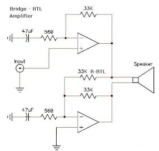 cara mudah mem BTL power amplifier