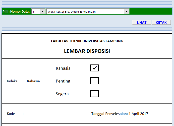 Contoh Disposisi Surat Masuk