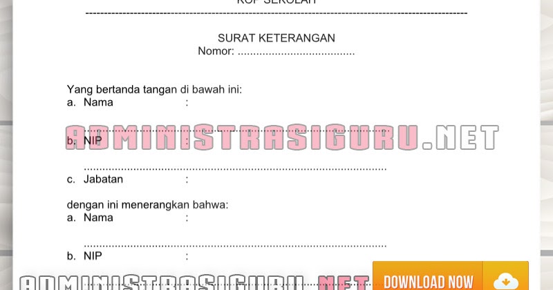 Contoh Surat Keterangan Administrasi Tata Usaha Sekolah 