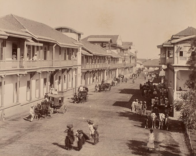Street Scene (View), Bhavnagar, Gujarat, India | Rare & Old Vintage Photos (1886)
