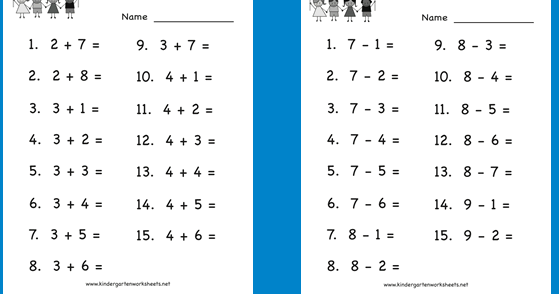 LEMBAR KERJA MATEMATIKA PENJUMLAHAN DAN PENGURANGAN UNTUK 