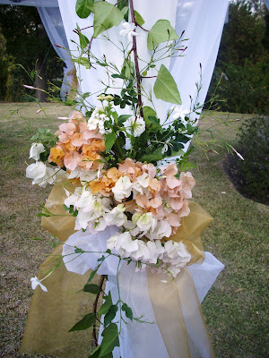  our garden gazebo decorated with local foliage A romantic red wedding 