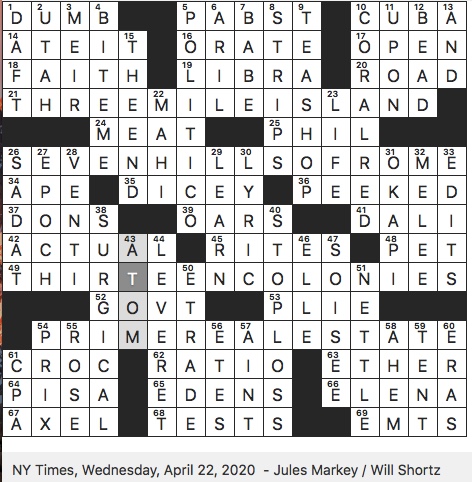 Rex Parker Does The Nyt Crossword Puzzle Young Hare Wed 4 22 Greatest Snow On Earth Sloganeer Location Where Italy S Capital Is Said To Have Been Founded Location In