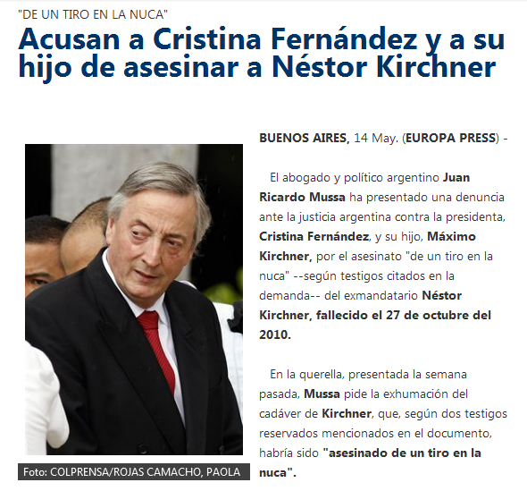 Resultado de imagen para Mataron a kirchner