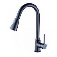  Kitchen Sink Faucet Deck Mount Single Lever Black Bronze Finish with Pull Out Sprayer