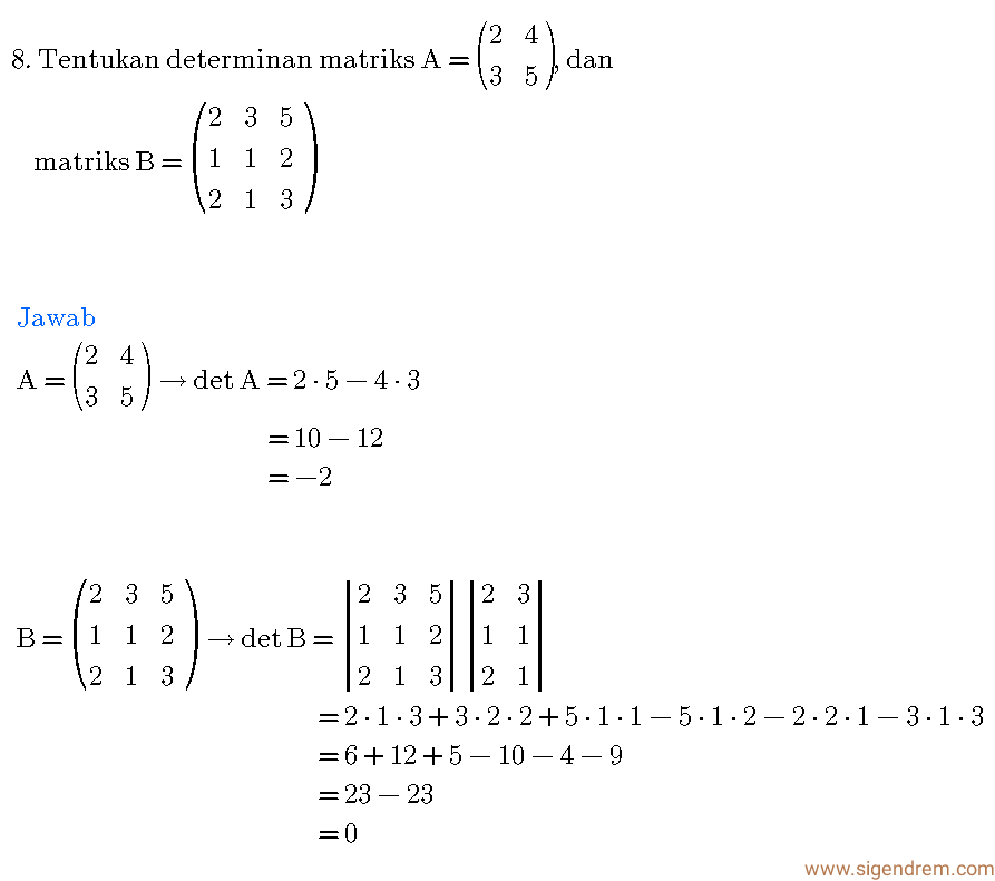 25+ Contoh Soal Matriks Determinan - Kumpulan Contoh Soal