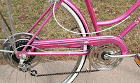 pink Schwinn Suburban bicycle drivetrain