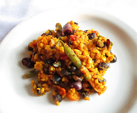 Black Beans Saffron Infused Brown Rice