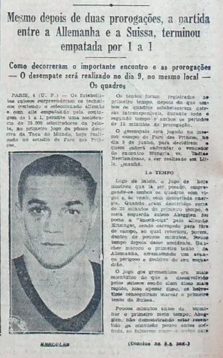 Folha da Manhã Alemanha Suíça 1938