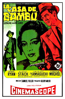 LA CASA DE BAMBÚ. Programa de mano. España. Diseño: Josep Soligó. LA CASA DE BAMBÚ. House of Bamboo. 1955. Estados Unidos. Dirección: Samuel Fuller. Reparto: Robert Stack, Robert Ryan, Shirley Yamaguchi, Brad Dexter, Biff Elliot, Sessue Hayakawa, Cameron Mitchell, Sandro Giglio.