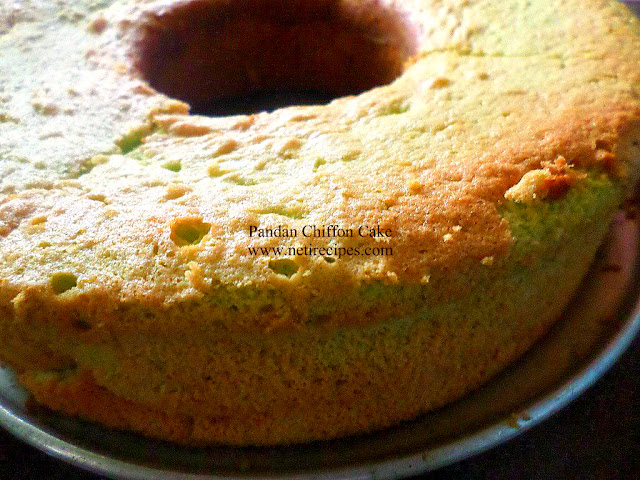 Pandan chiffon cake dengan Cara mengocok putih telur teknik soft peak