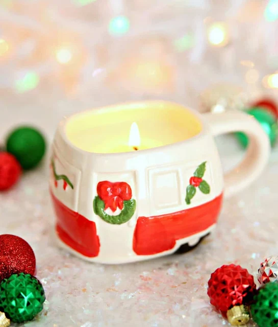 dollar store christmas mug candles