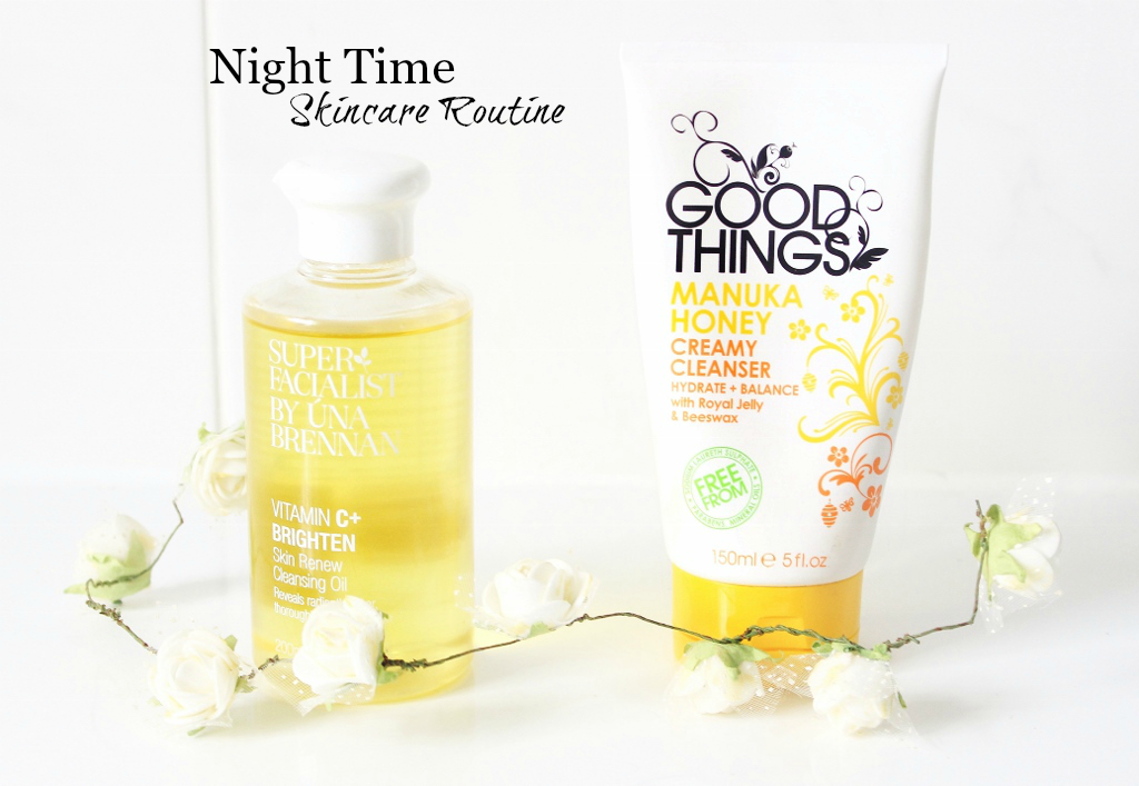 Superfacialist Vitamin C+ Skin Renew Cleansing Oil by Una Brennan and Good Things Manuka Honey Creamy Cleanser 