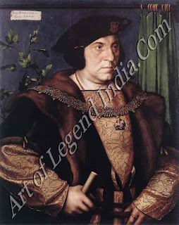 Sir Henry Guildford (1527) Guildford commissioned this portrait to commemorate his election to the Order of the Garter. He wears the collar of St George and the Dragon to indicate his membership of the Order, and holds the staff that shows his official position as Comptroller of the Royal Household. Guildford was a favourite of the king: his pose is suitably self-confident, while the way in which his bulky figure fills the picture space gives the portrait an impressive sense of authority. 