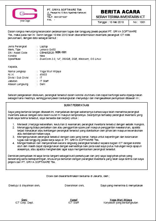 Contoh Berita Acara Serah Terima - Simak Gambar Berikut