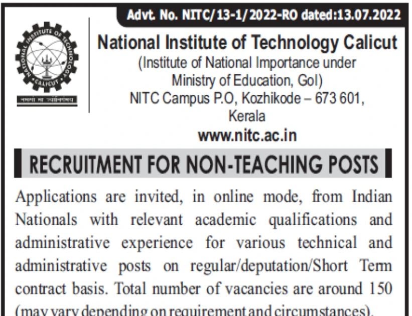 nit-calicut-recruitment-2022-apply-online-147-non-teaching-vacancies