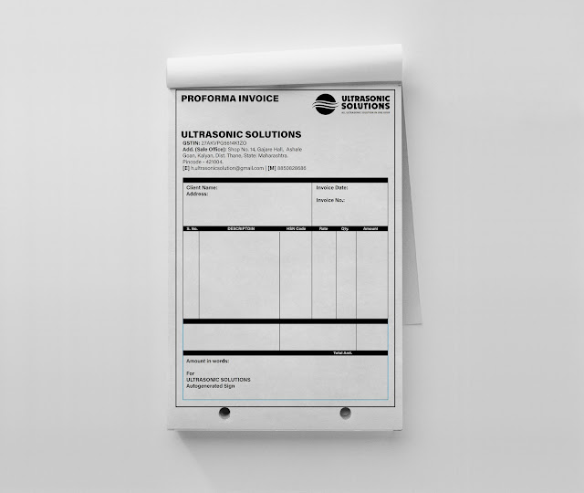 Proforma Invoice Graphic Design - Ultrasonic Solutions