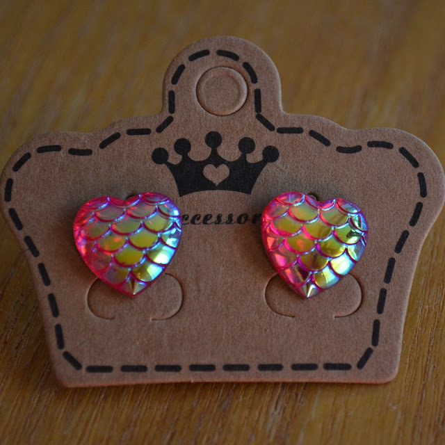 heart mermaid scale earrings