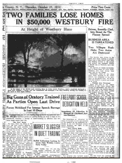 Incendie de l'immeube de Davidowsky A Westbury New York Leon Turrou