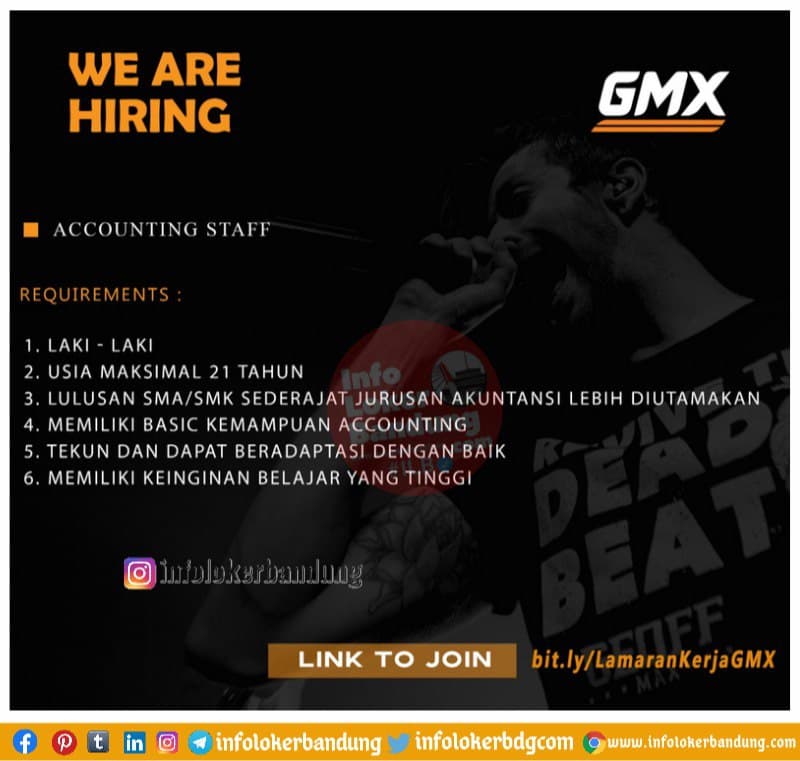 Lowongan Kerja Accounting Staff GMX Bandung April 2021