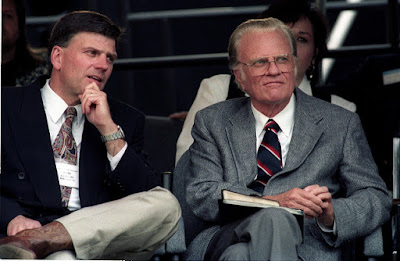 Billy Graham (on the right) and his son Frankly. Billy taught the straightfoward gospel.