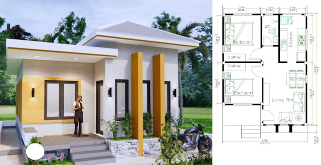 Plan maison 6 x 8 mètres toit en croupe