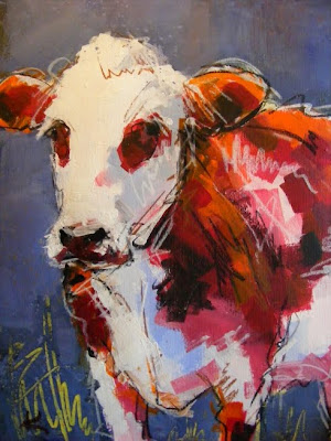 paint with acrylics, original Ayrshire cow painting