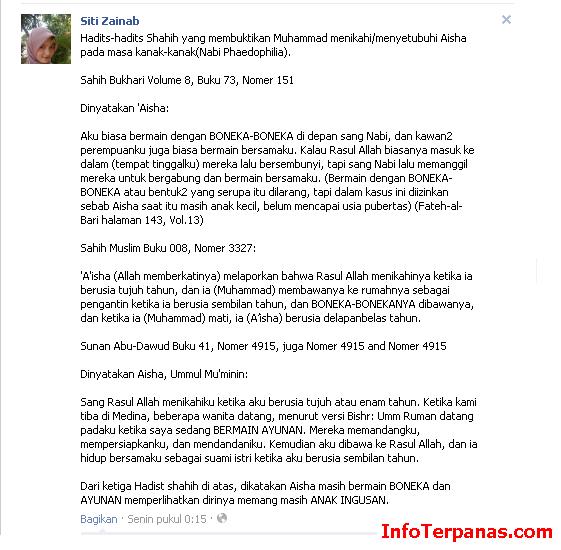 Lagi! Penghinaan Islam di Facebook dengan Akun Siti Zainab